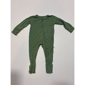 Laree Co NB Green Bamboo‎ Spandex Footie Pajamas Snaps Fold Over Cuffs